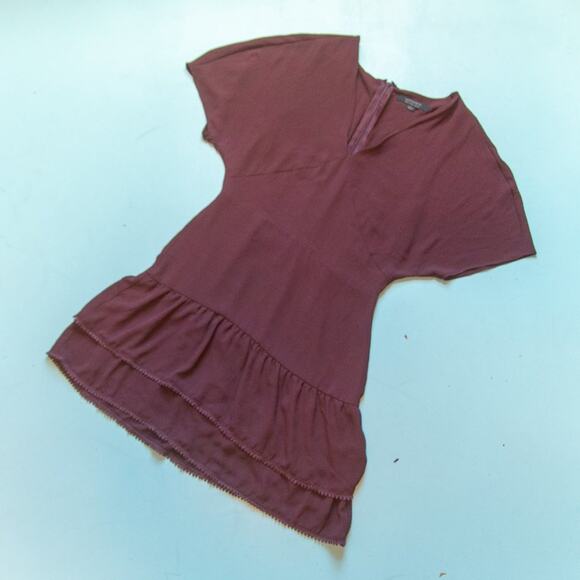 LIKE NEW All Saints Marley Red Dropwaist Minimalist Dark Shift Dress Size US 2 - Picture 2 of 7
